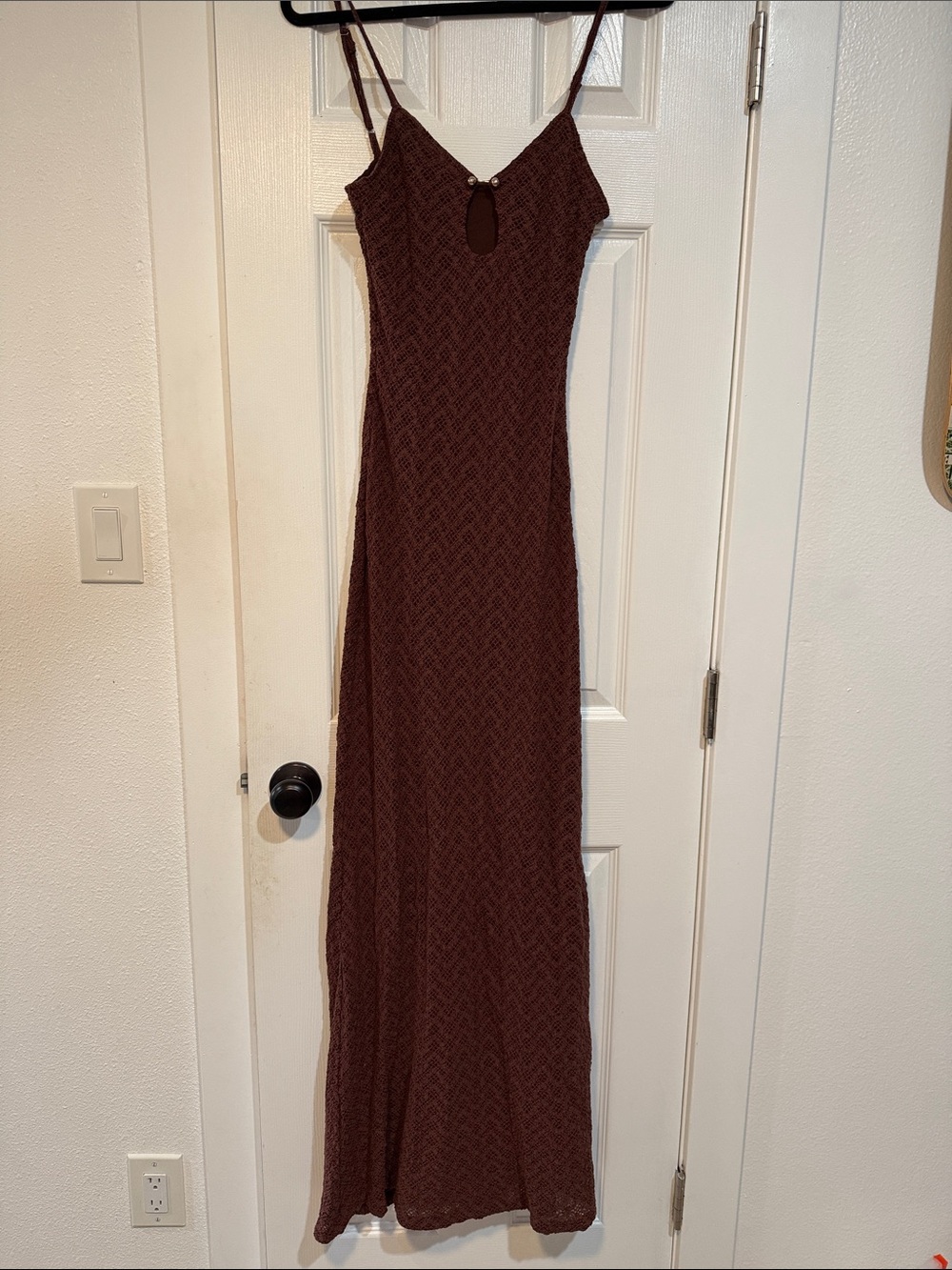 Sleeveless Maxi Dress with Front Keyhole in Deep Brown
